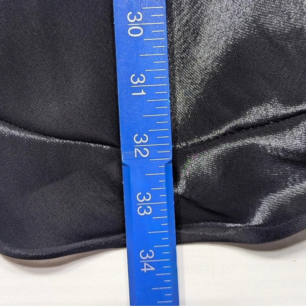 Vintage Ralph Lauren Black Liquid Satin MidiSkirt Asymmetric Ruffle 90s Runway 6